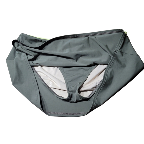 Victoria's Secret Olive Green Bikini Top with Yellow Trim And Skort Bottom - Picture 5 of 11